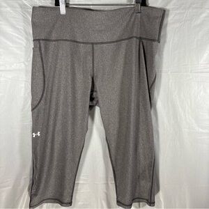 Under Armour Heatgear Compression Capris Women XXLS Gray Mid Rise Yoga Leggings